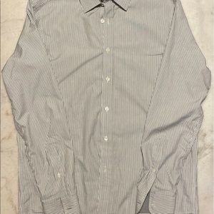 Michael Kors Blue and White Pinstripe Button Down Shirt